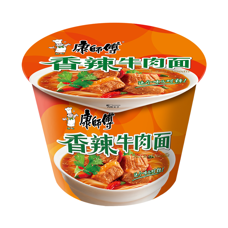 康师傅方便面香辣牛肉面105g桶装